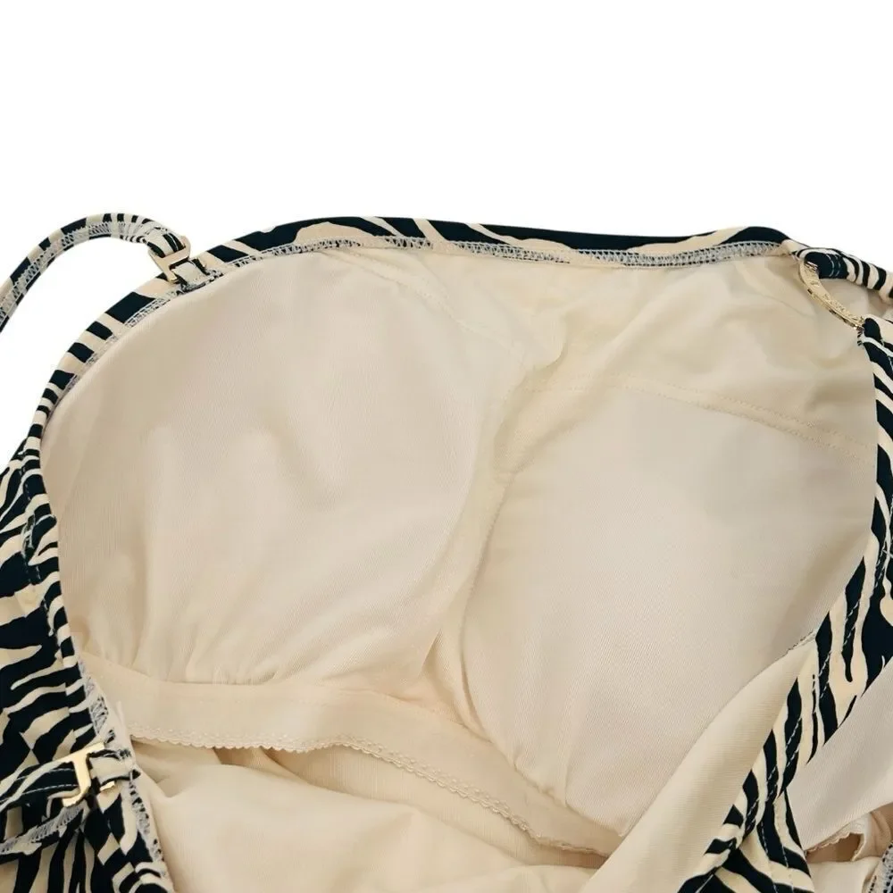 Michael Kors cream and black animal print one piece swimsuit size 14
